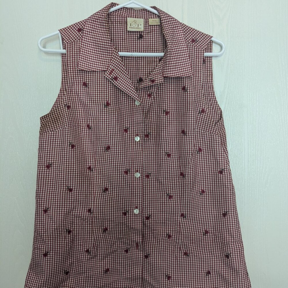 Sleeveless Checkered Sleeveless Blouse